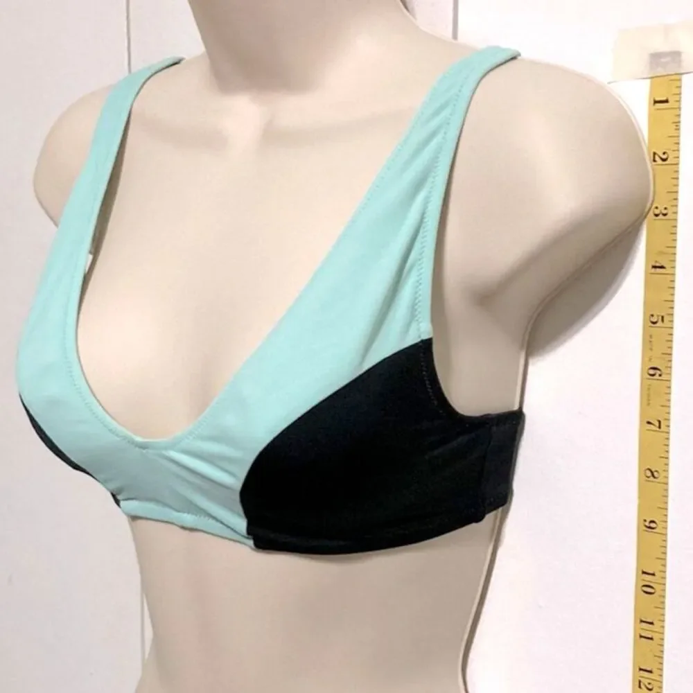 VICTORIAS SECRET PINK Teal and Black Bikini Top Adjustable Womens Small